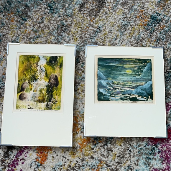 2 Monoprint Wilderness Waterfall/ Northern Landscape, signed - Picture 14 of 16